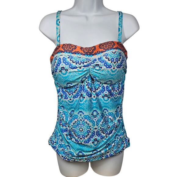 La Blanca All in the Mix Built-in Bra Underwire Tankini Top Size 36D - Picture 4 of 12